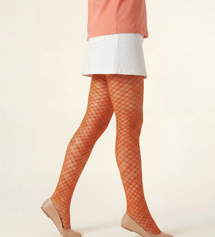 Fishnet Effect Tights - Pumkin Pie