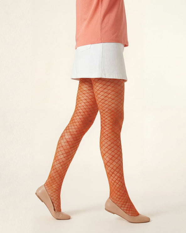 Fishnet Effect Tights - Pumkin Pie