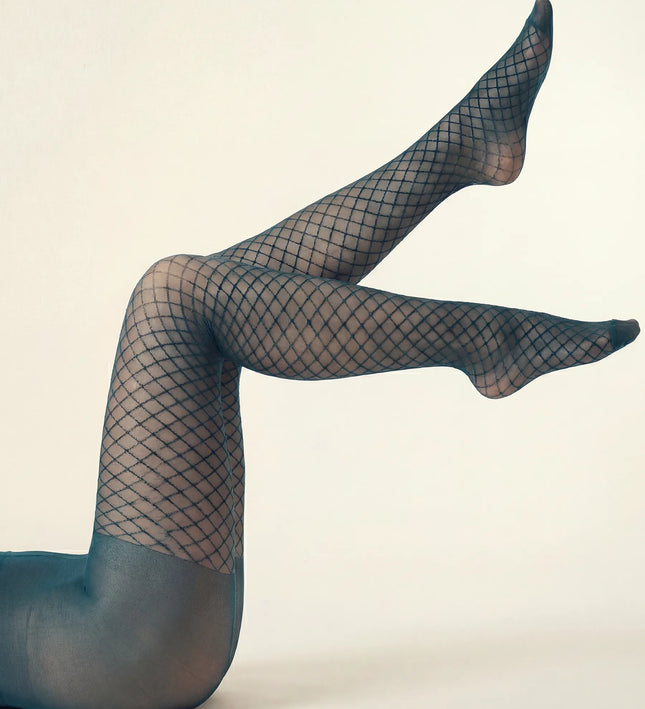 Fishnet Effect Tights - Teal