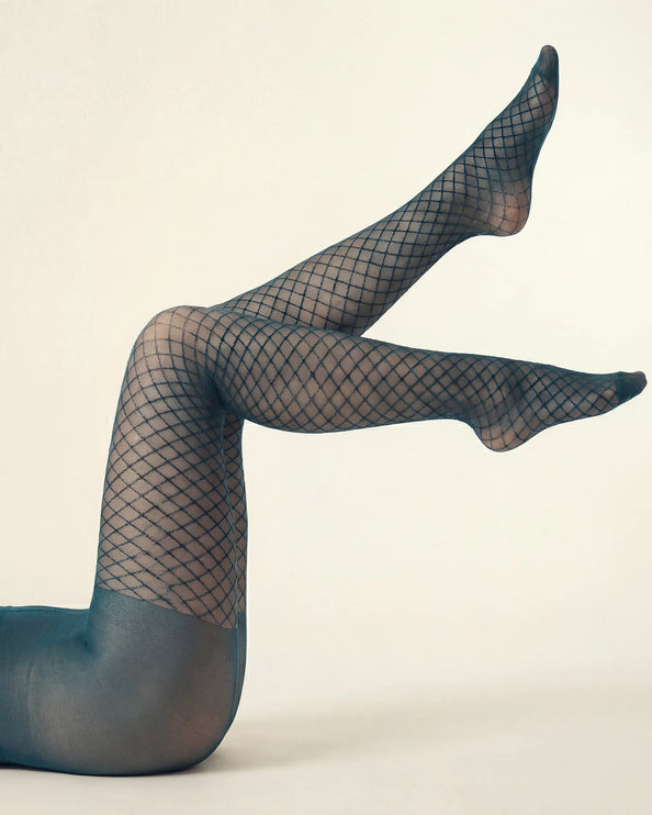 Fishnet Effect Tights - Teal