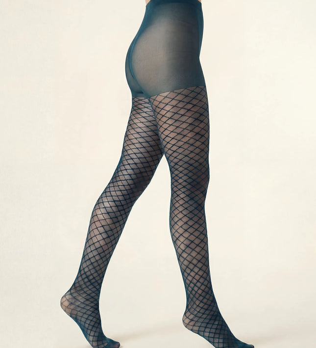 Fishnet Effect Tights - Teal