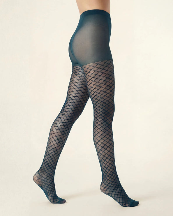 Fishnet Effect Tights - Teal