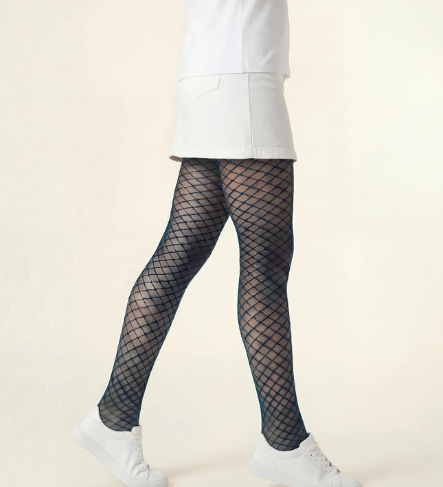 Fishnet Effect Tights - Teal