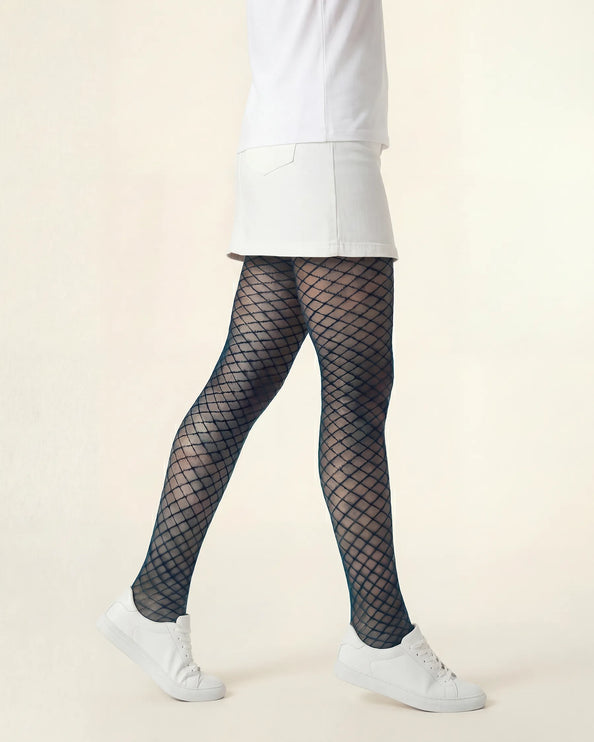 Fishnet Effect Tights - Teal