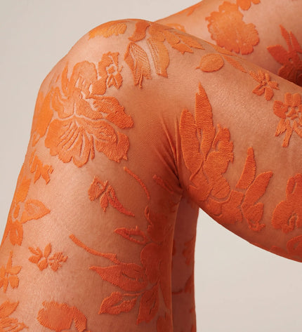 Floral Patterned Tights - Pumkin Pie