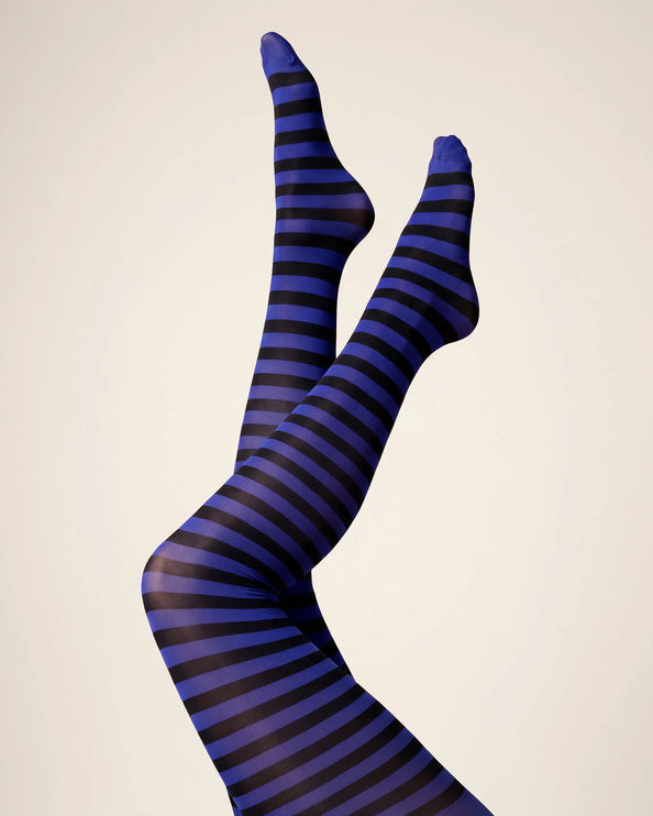 Striped Tights - Electric Blue