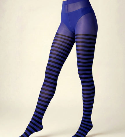 Striped Tights - Electric Blue