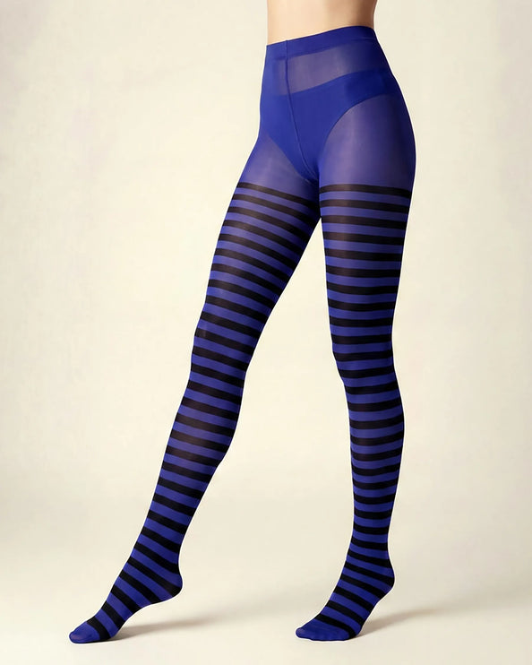 Striped Tights - Electric Blue