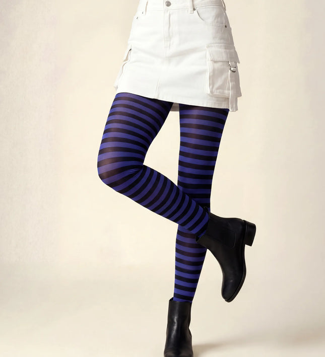 Striped Tights - Electric Blue