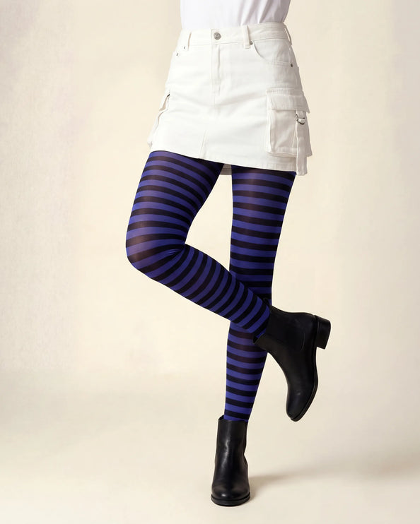 Striped Tights - Electric Blue