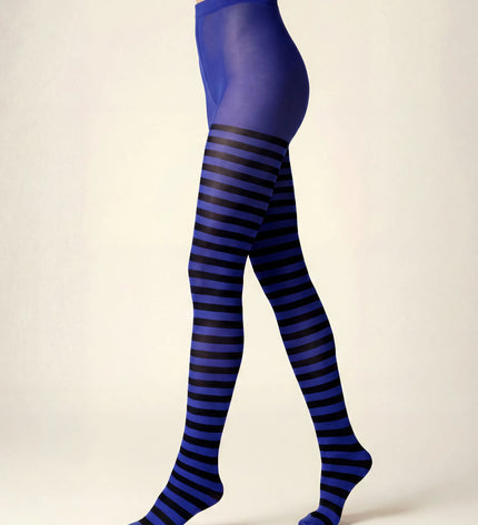 Striped Tights - Electric Blue