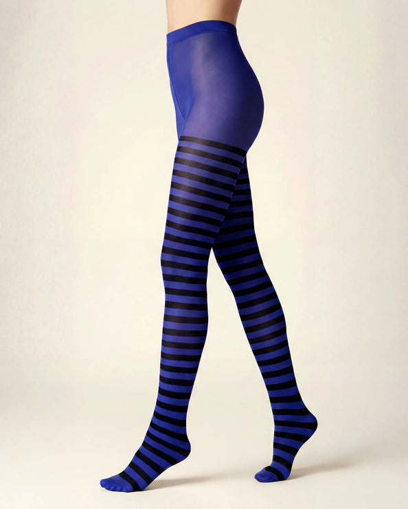 Striped Tights - Electric Blue