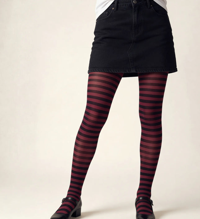 Striped Tights - Fine Wine