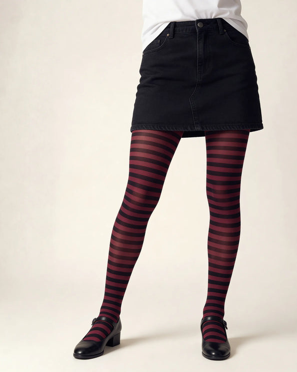 Striped Tights - Fine Wine
