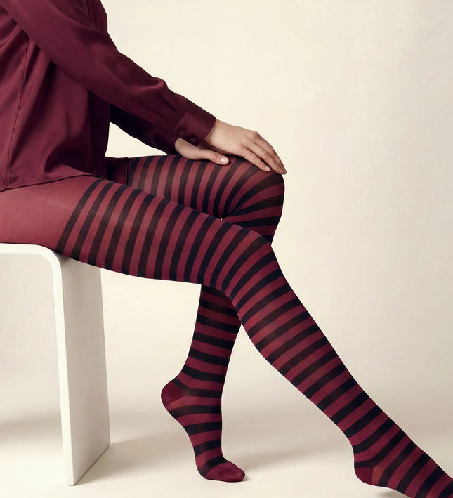 Striped Tights - Fine Wine