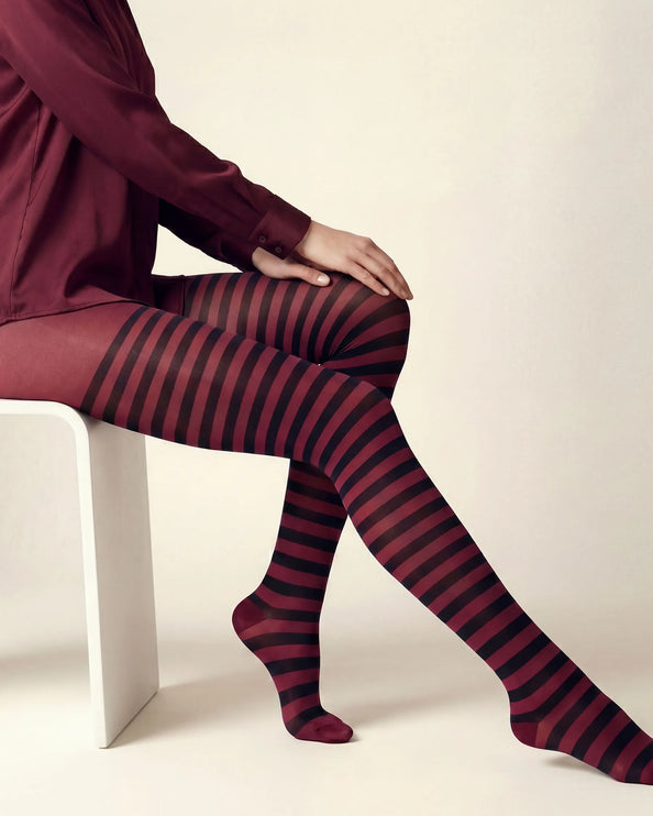 Striped Tights - Fine Wine