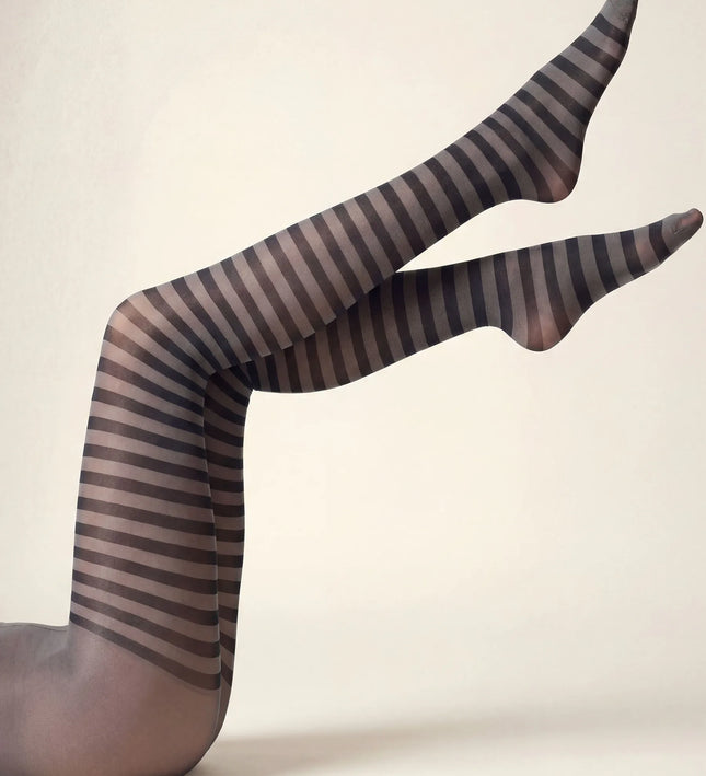 Striped Tights - Charcoal Grey