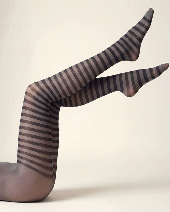 Striped Tights - Charcoal Grey