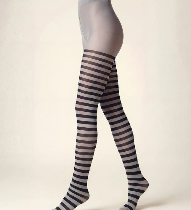 Striped Tights - Pale Grey