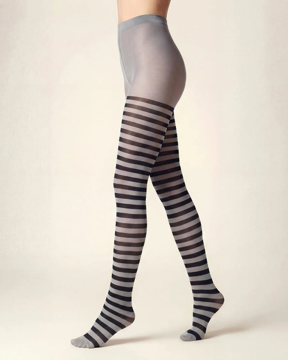 Striped Tights - Pale Grey
