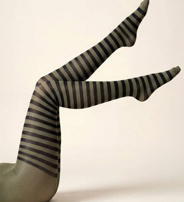 Striped Tights - Khaki