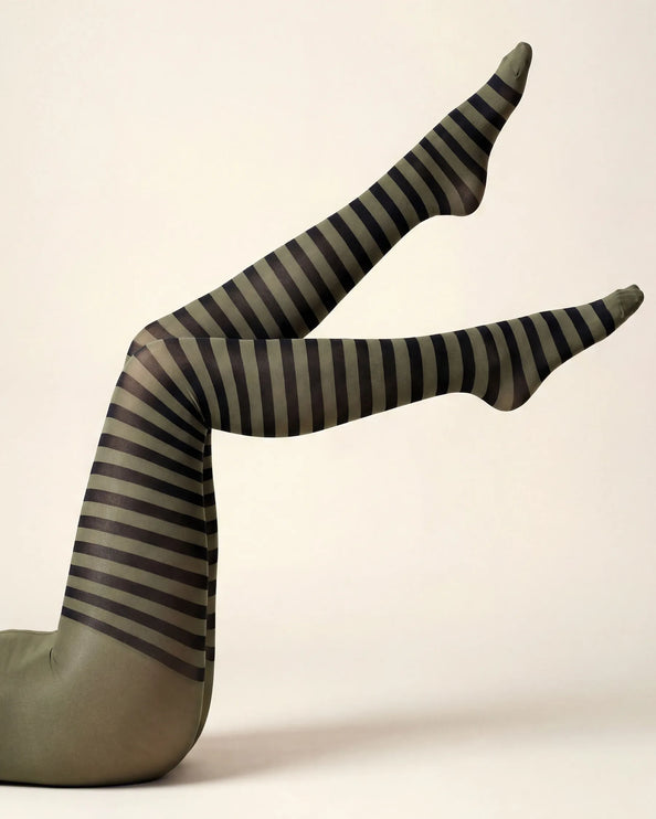 Striped Tights - Khaki