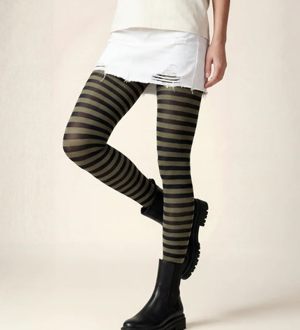 Striped Tights - Khaki