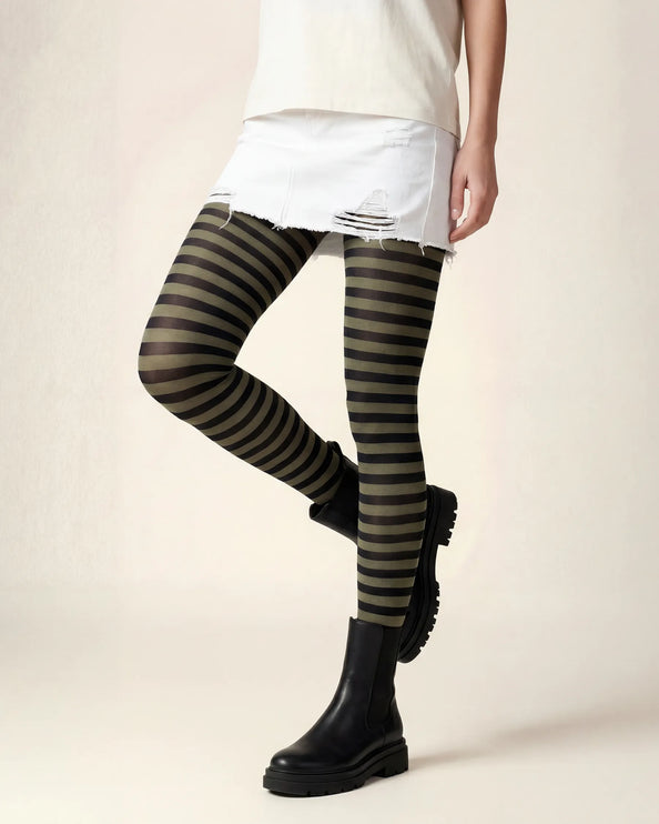 Striped Tights - Khaki