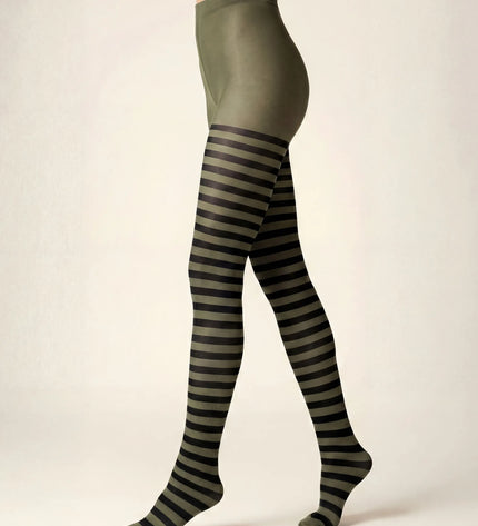 Striped Tights - Khaki