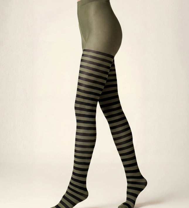 Striped Tights - Khaki