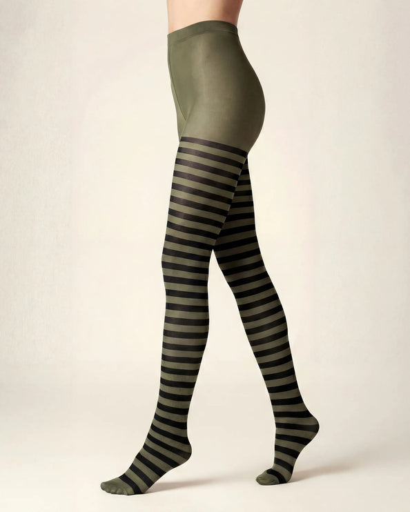 Striped Tights - Khaki