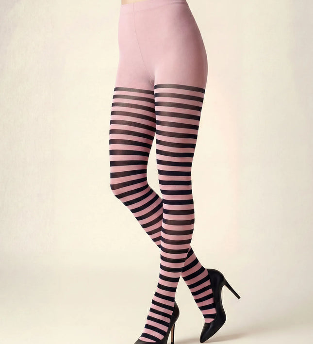Striped Tights - Coral Pink