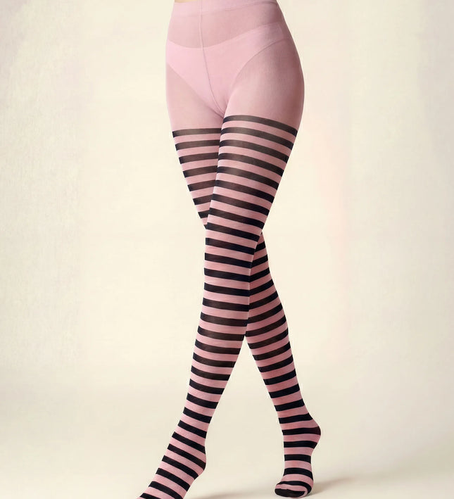 Striped Tights - Coral Pink