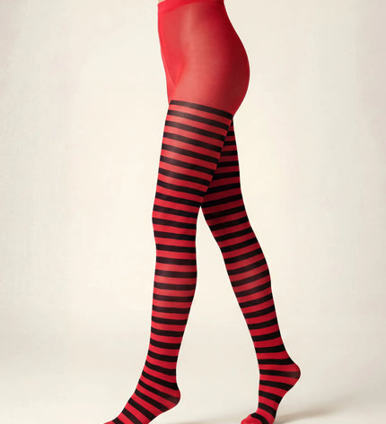 Striped Tights - Red Passion