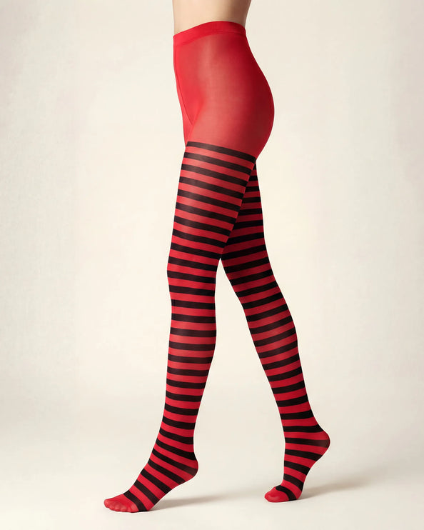Striped Tights - Red Passion