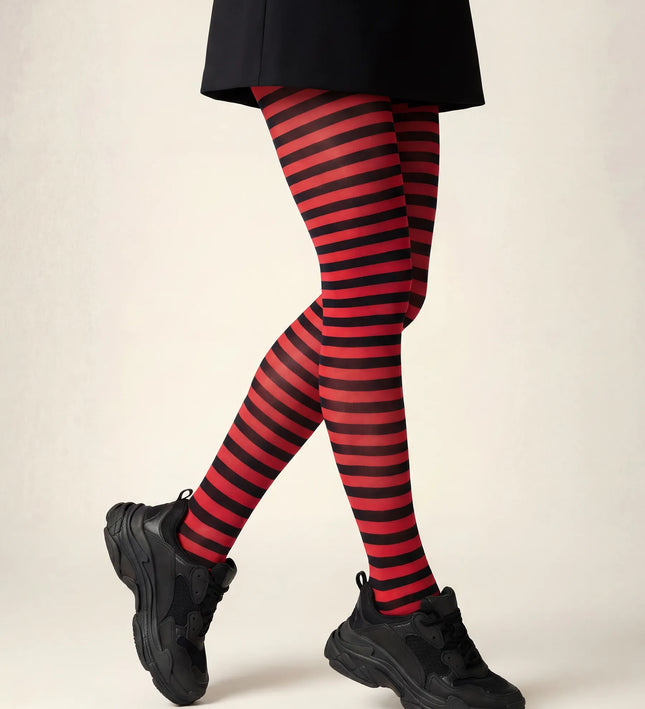 Striped Tights - Red Passion