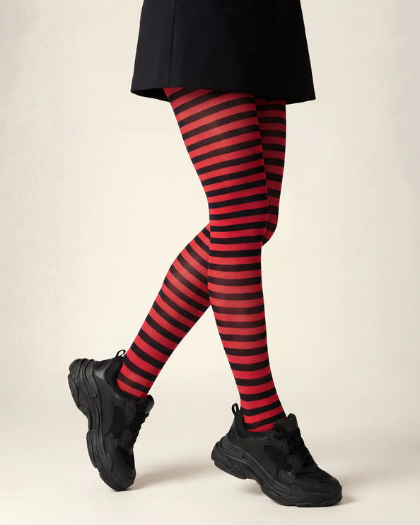 Striped Tights - Red Passion