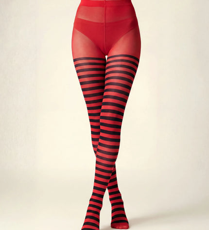 Striped Tights - Red Passion