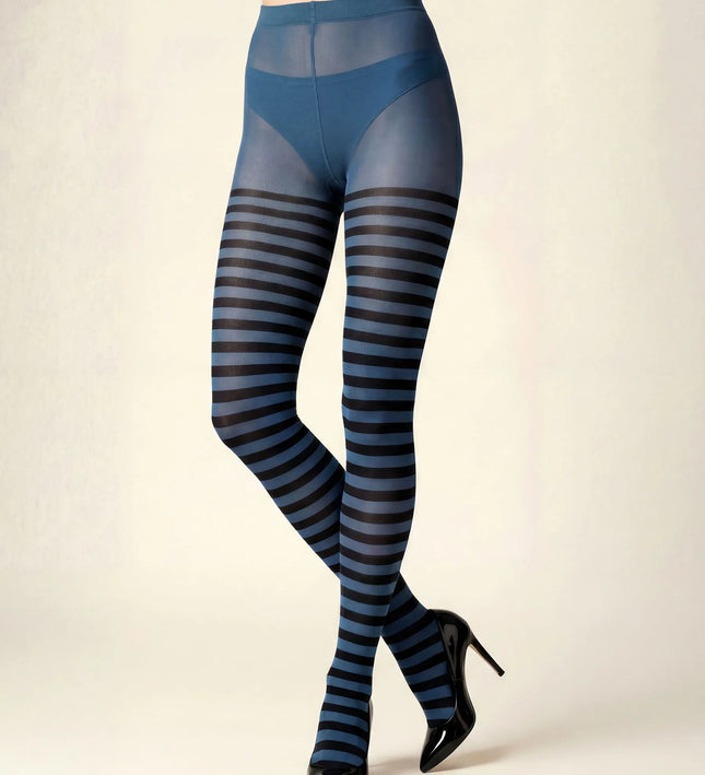 Striped Tights - Teal