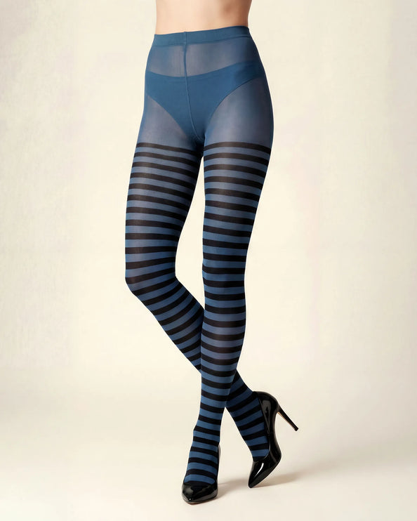 Striped Tights - Teal