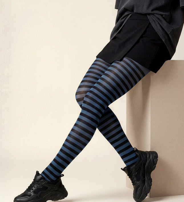 Striped Tights - Teal