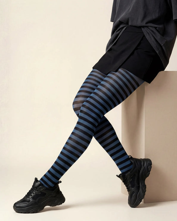 Striped Tights - Teal