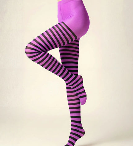 Striped Tights - Violet