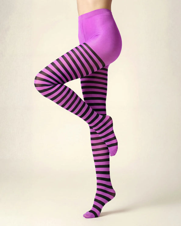 Striped Tights - Violet
