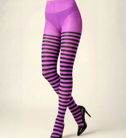 Striped Tights - Violet