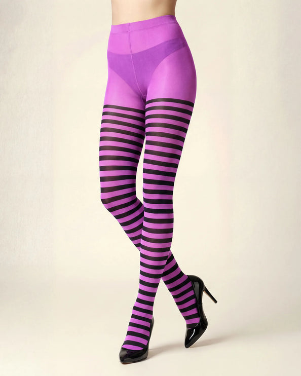 Striped Tights - Violet