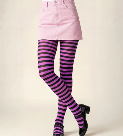 Striped Tights - Violet