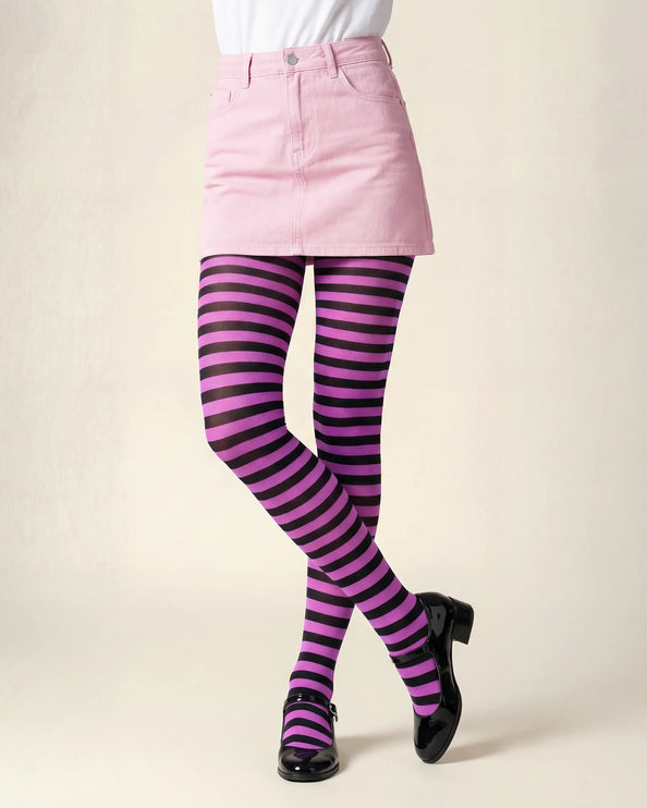 Striped Tights - Violet