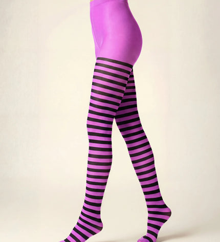 Striped Tights - Violet