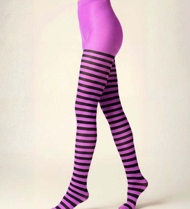 Striped Tights - Violet